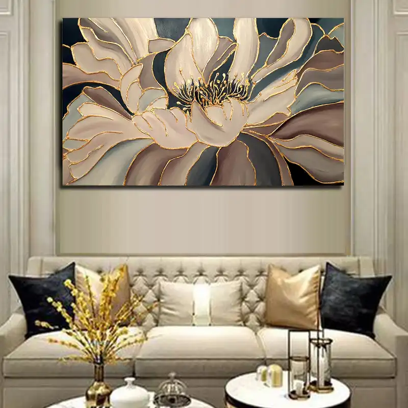 تابلو نقاشی ورق طلا مدل نقش برجسته گل کد 0116