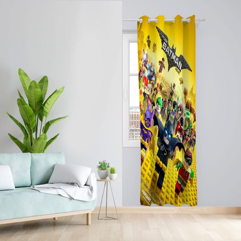 پرده مدل اتاق کودک مخمل پانچی طرح لگو بتمن کد 1842 سایز 140x280 سانتی متر