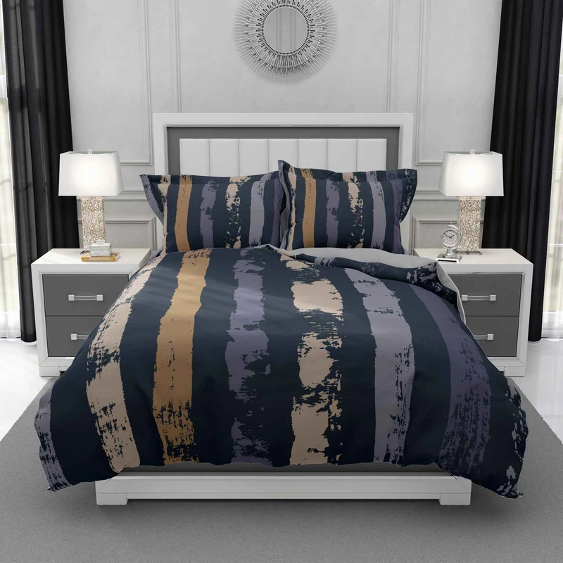 سرویس روتختی طرح راه راه مدل DF82 دو نفره 6 تکه