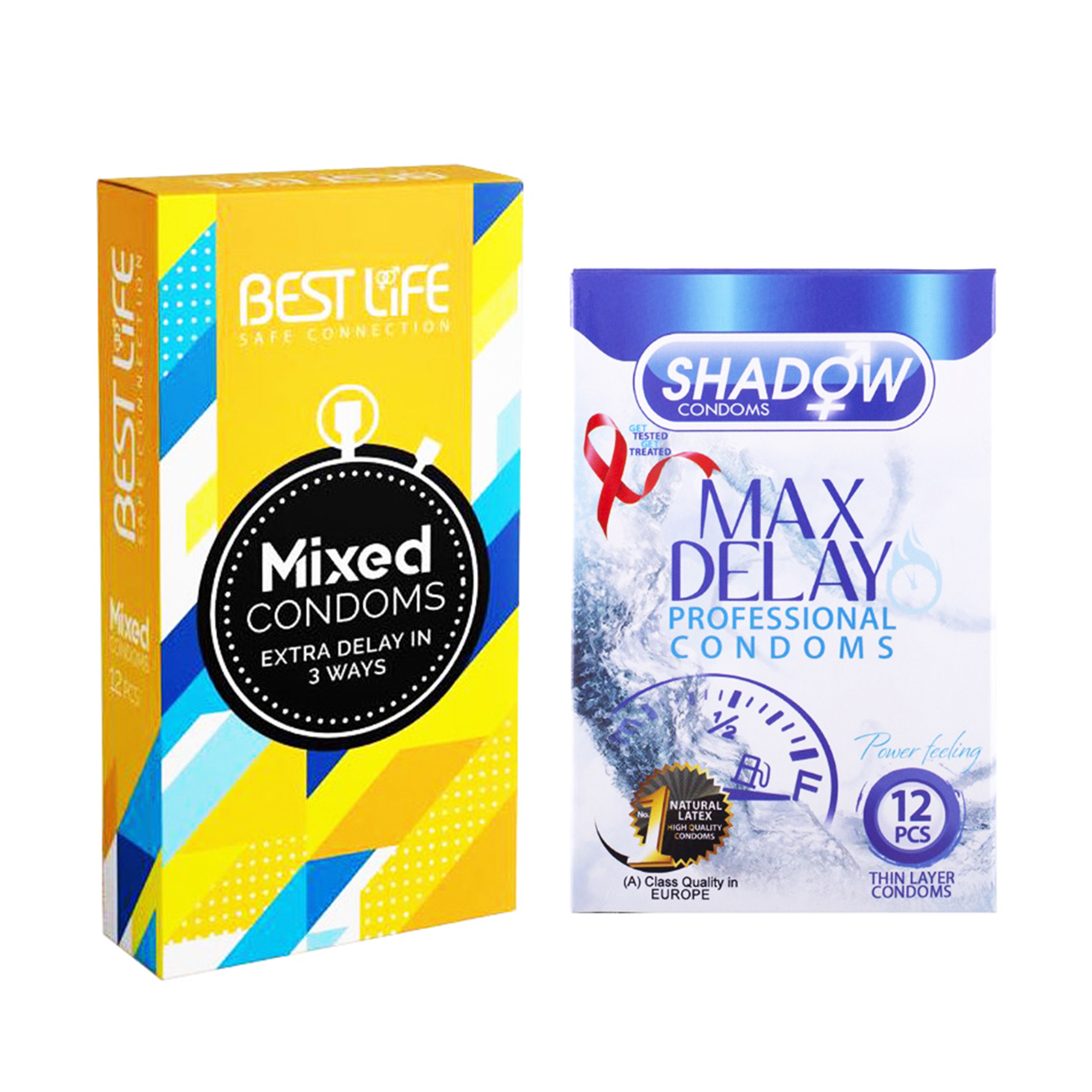 کاندوم بست لایف مدل Mixed بسته 12 عددی به همراه کاندوم شادو مدل Max Delay بسته 12 عددی