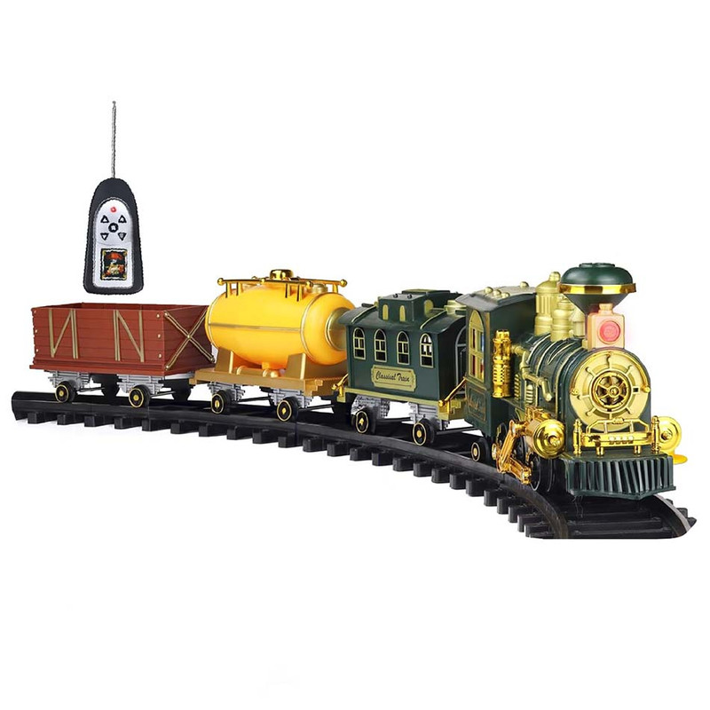 قطار بازی کنترلی مدل چراغدار طرح دایناسوری دودزا کد 3079 مجموعه 18 عددی