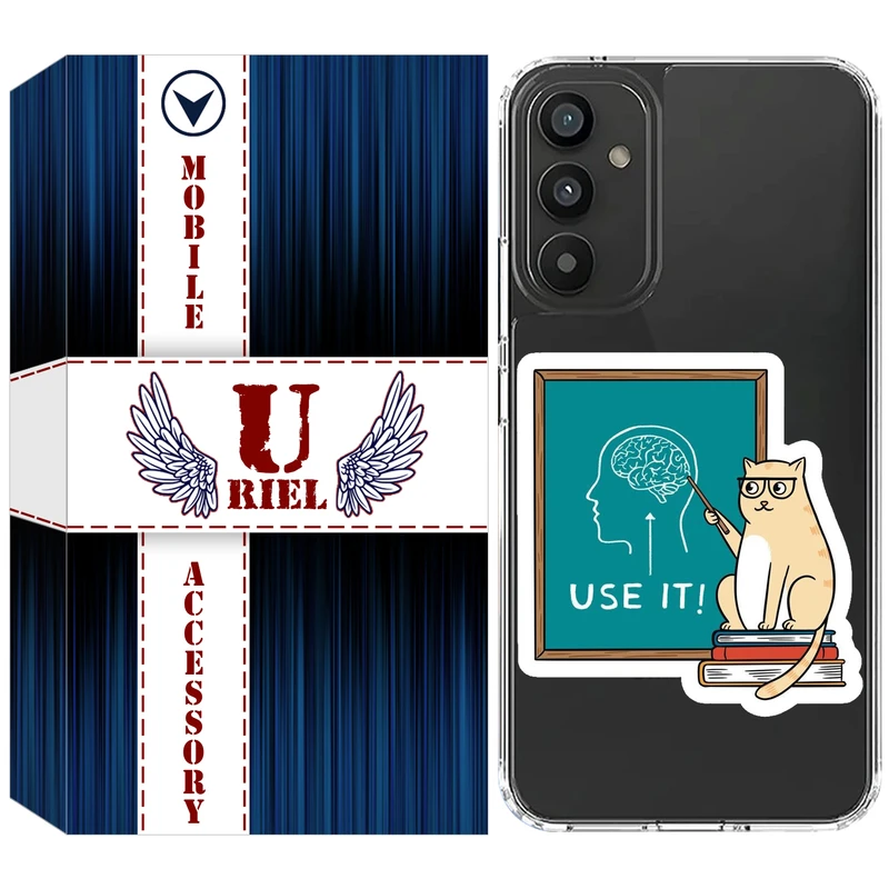 کاور یوریل مدل Clear کد 95 طرح گربه عاقل مناسب برای گوشی موبایل سامسونگ Galaxy A34