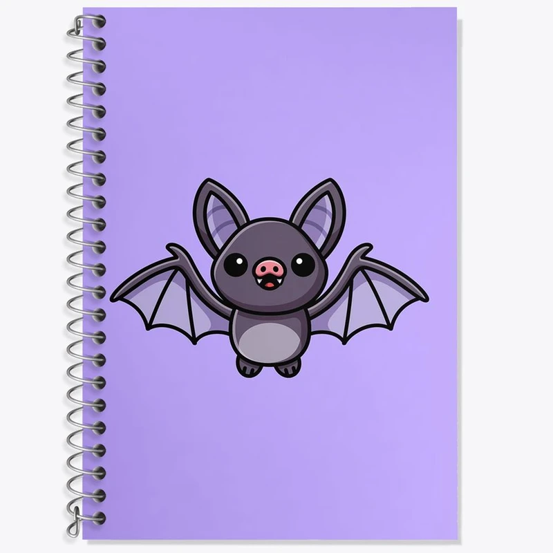 دفتر زبان 50 برگ خندالو مدل دو خط طرح حیوانات بامزه خفاش کد 28189