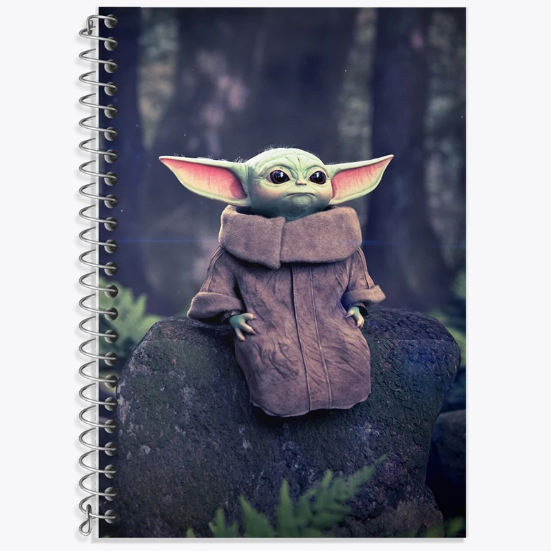 دفتر زبان 50 برگ خندالو مدل دو خط طرح بیبی یودا کد F948