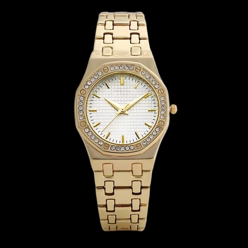 ساعت مچی عقربه‌ای کوارتز زنانه مدل کلاسیک دور نگین کد 03