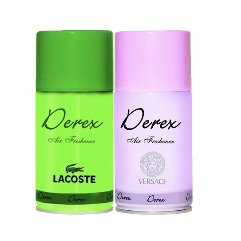 اسپری خوشبو کننده هوا دریکس مدل versace و lacoste حجم 260 میلی لیتر مجموعه 2 عددی