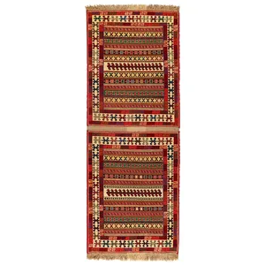 گلیم دستبافت یک و نیم متری مدل ورنی جفتی کد 991211700 یک جفت