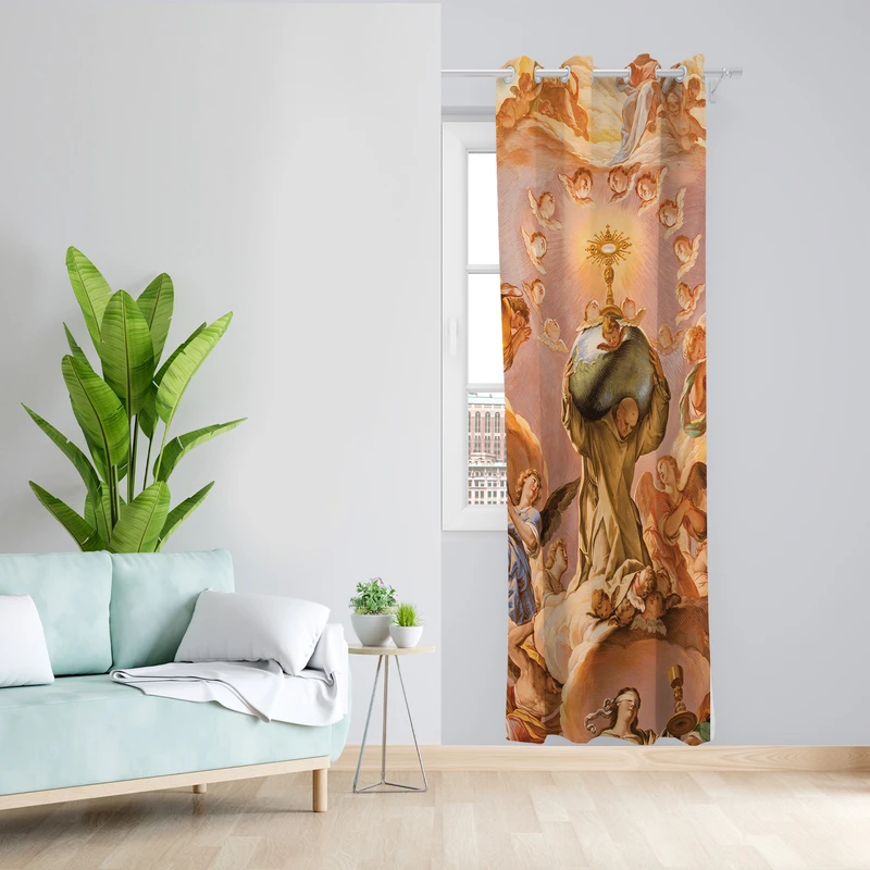 پرده طرح فرشته مدل مخمل پانچی کد L 1400R Z سایز 140x200 سانتی متر