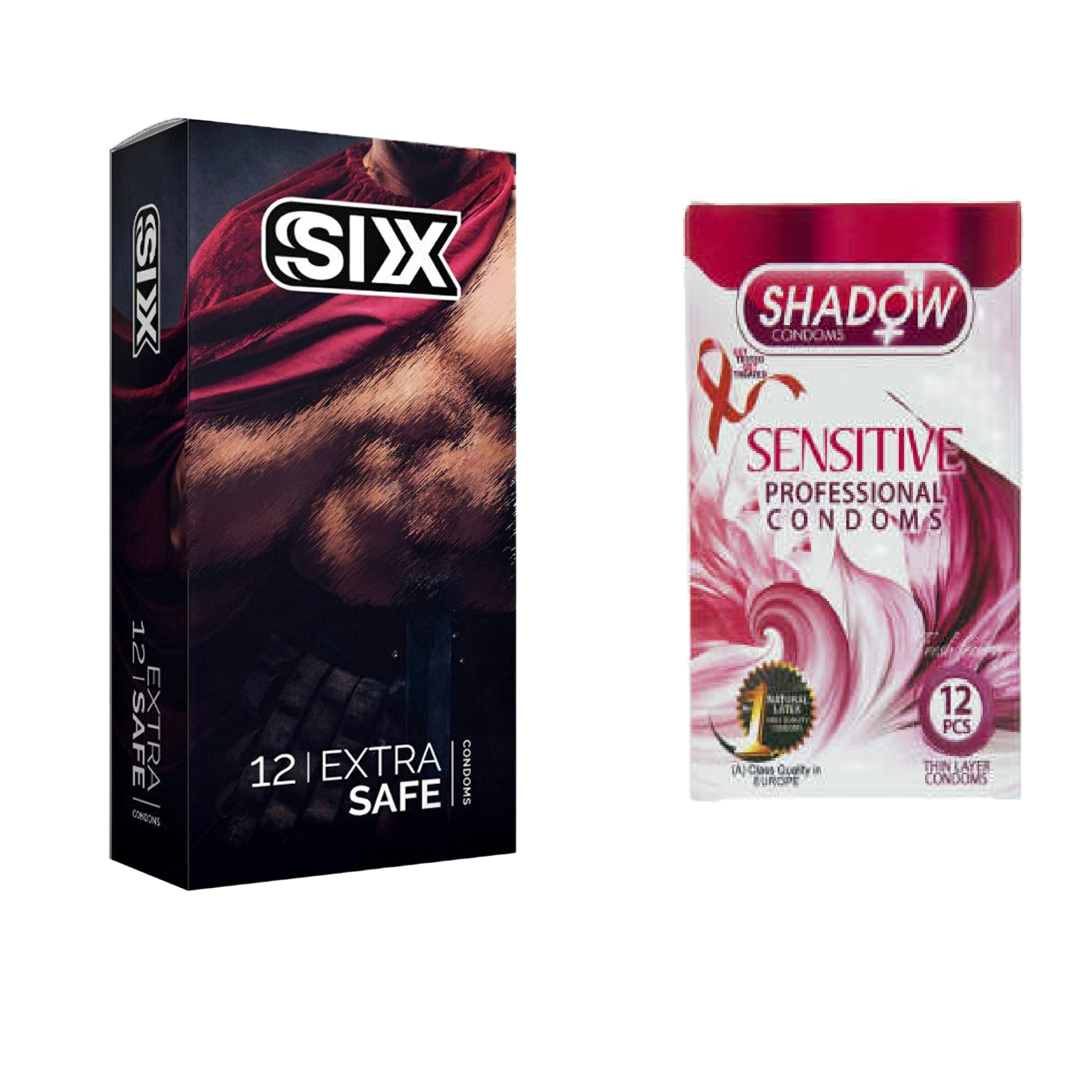 کاندوم سیکس مدل Max Safety بسته 12 عددی به همراه کاندوم شادو مدل Sensitive بسته 12 عددی