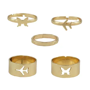 انگشتر زنانه مدل پروانه کد ZE560 بسته 5 عددی