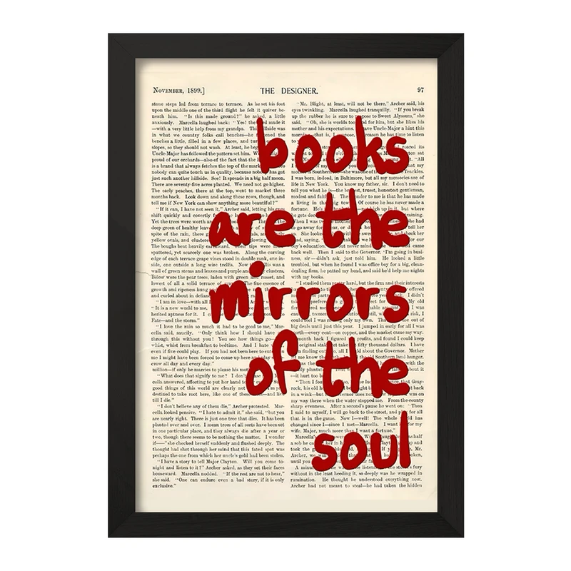 تابلو خندالو مدل Books Are The Mirrors Of The Soul کد F10355