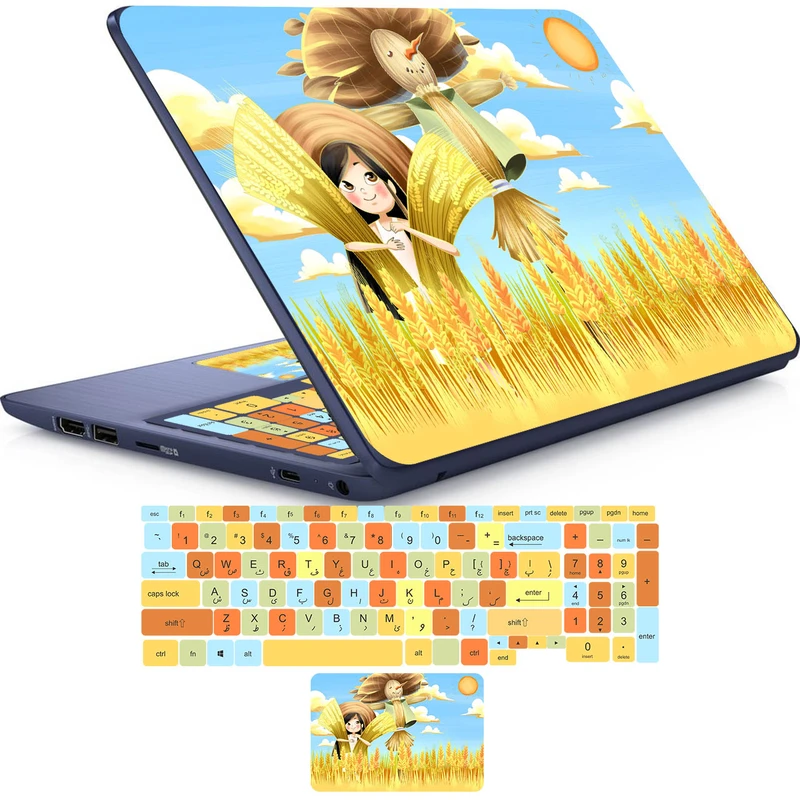    استیکر لپ تاپ راتیانا مدل مزرعه مناسب برای لپ تاپ 15 تا 17 اینچ به همراه برچسب حروف فارسی کیبورد