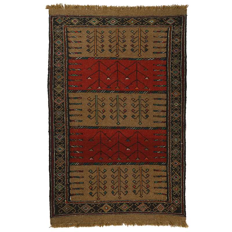 گلیم دستبافت دو متری طرح سفره کردی کد 140845