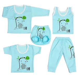 ست 5 تکه لباس نوزادی مدل گودزیلا رنگ آبی