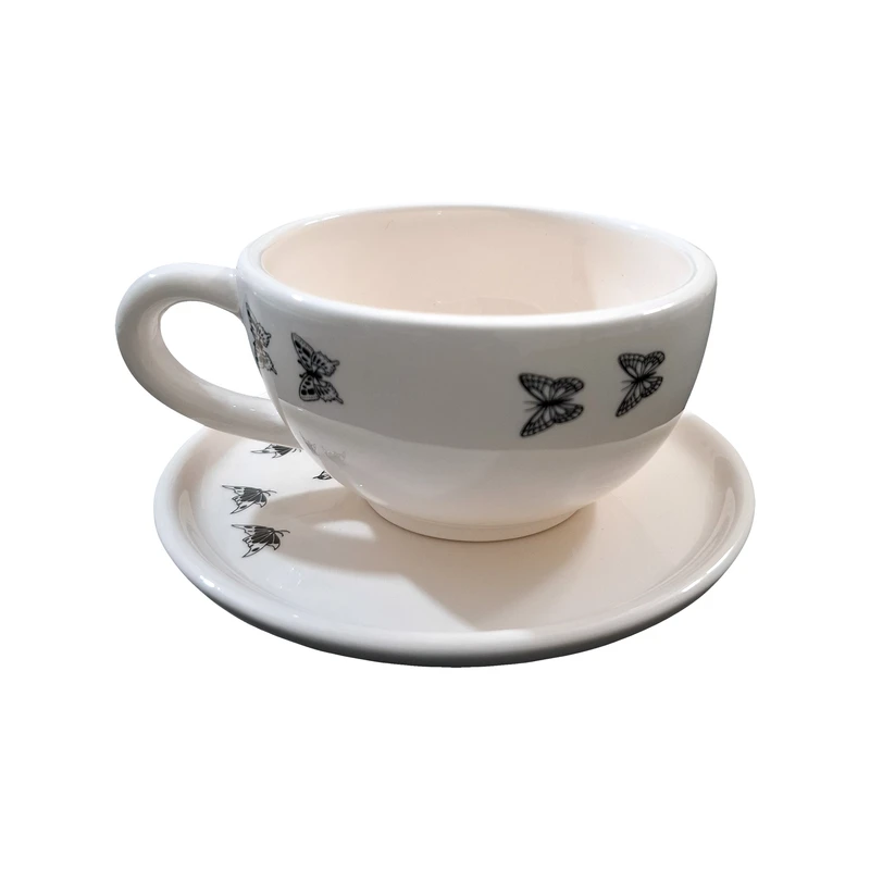 ست فنجان و نعلبکی سرامیکی طرح پروانه کد L10