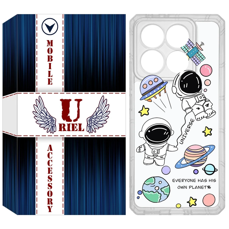 کاور یوریل مدل Clear کد 25 طرح فضانوردان مناسب برای گوشی موبایل شیائومی 14T / 14T Pro