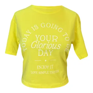 تی شرت آستین کوتاه زنانه مدل  glorious day کد 1469 رنگ زرد