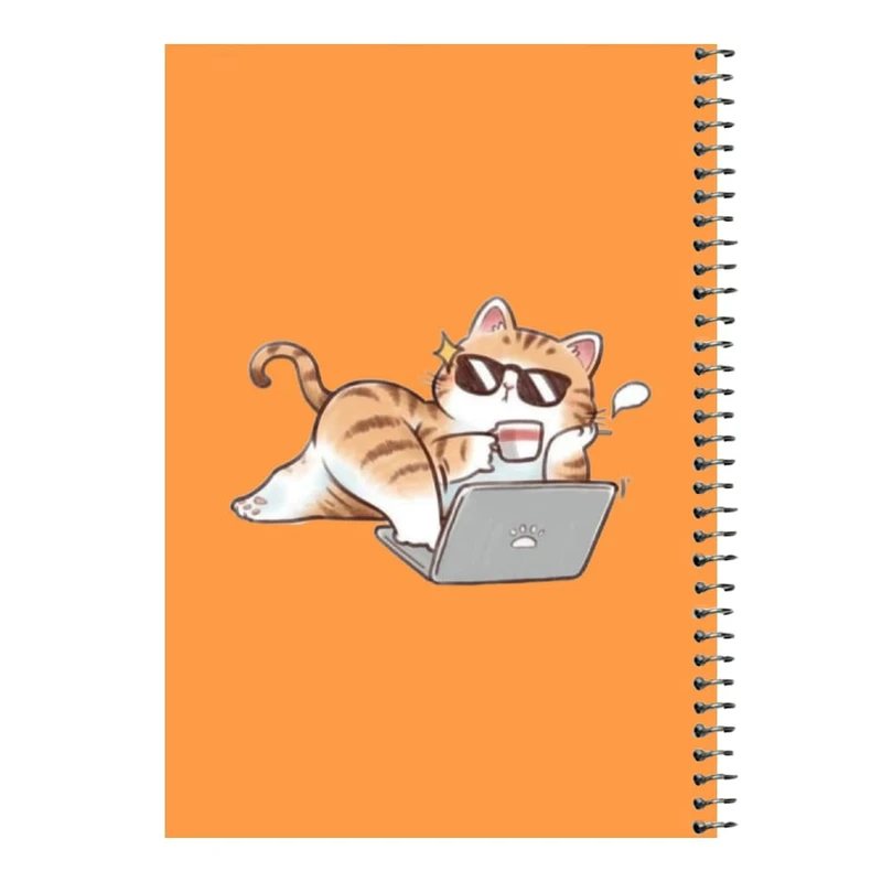 دفتر مشق 80 برگ اس جی مدل گربه و لپ تاپ   