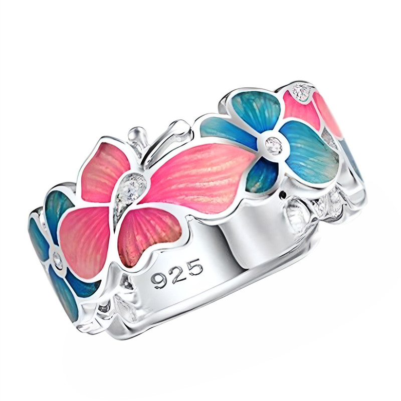 انگشتر زنانه مدل گل و پروانه کد F105