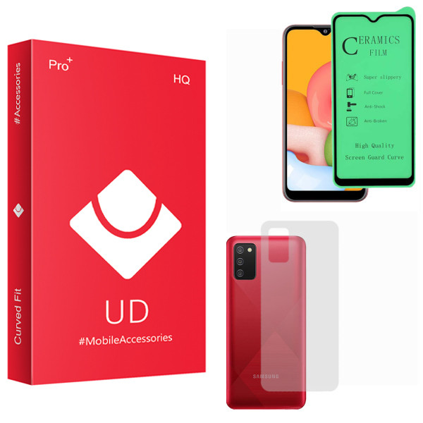 محافظ صفحه نمایش سرامیکی یو دی مدل HQ مناسب برای گوشی موبایل سامسونگ Galaxy A02S به همراه محافظ پشت گوشی