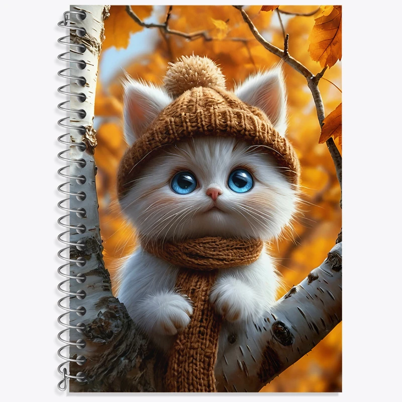 دفتر زبان 50 برگ خندالو مدل دو خط طرح گربه کیوت کد N5054