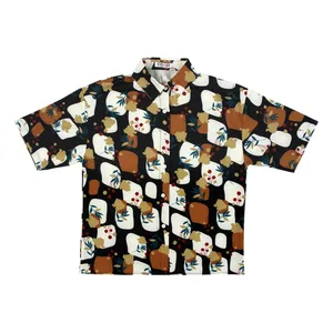 شومیز آستین کوتاه زنانه مدل  هاوایی گرافیکی کد Ha07