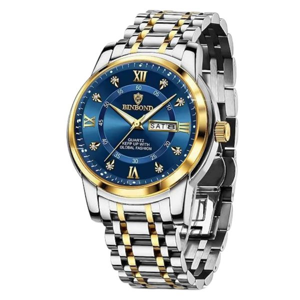 ساعت مچی عقربه‌ای کوارتز مردانه بین باند مدل دو تقویم کد 003