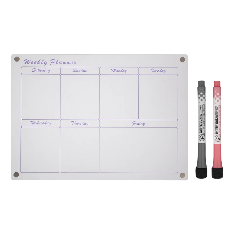 تخته وایت برد مدل پلنر آهنربایی کد 01 سایز 30x40 سانتی متر به همراه ماژیک بسته 2 عددی