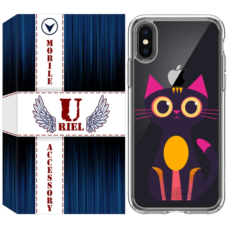 کاور یوریل قاب مدل Clear کد 46 طرح گربه مناسب برای گوشی موبایل اپل iPhone X / iPhone XS