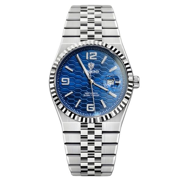 ساعت مچی عقربه‌ای کوارتز مردانه بین باند مدل کلاسیک اسپرت دی جاست بند استیل صفحه طرحدار کد BN3