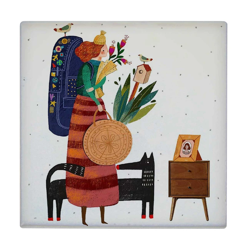   زیر لیوانی  طرح دختر و کوله پشتی کد    5795774_4229