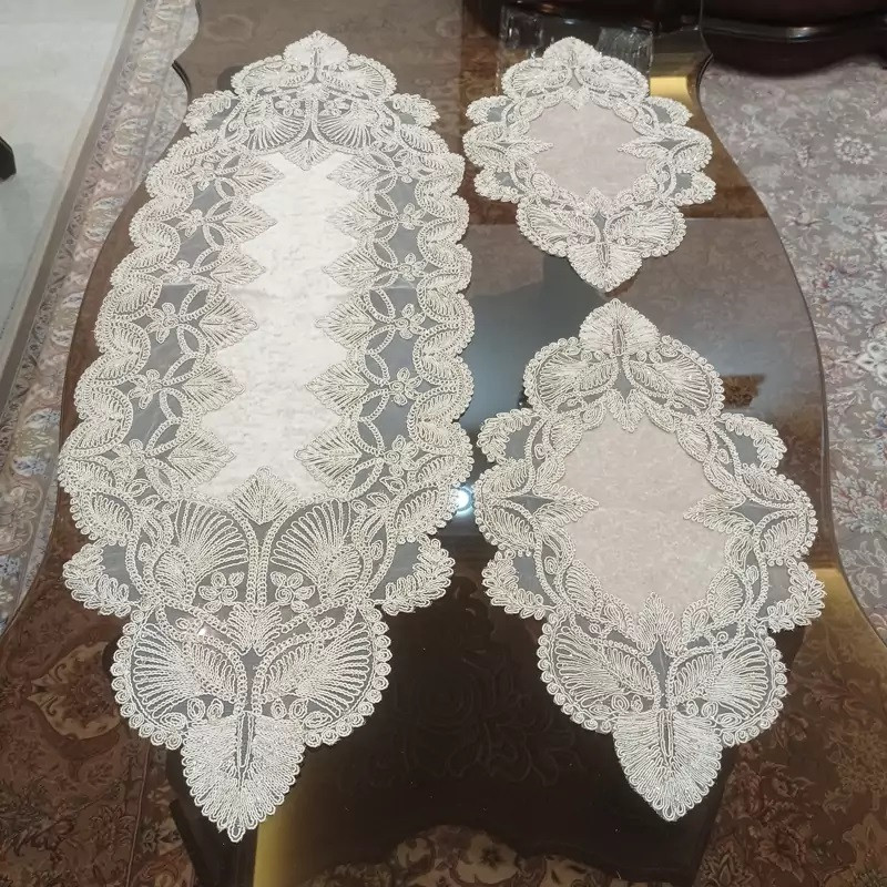 ست رومیزی چهار عددی مدل قیطان دوزی طرح کاج