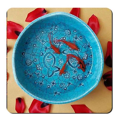  زیر لیوانی طرح کاسه سفالی و ماهی های قرمز کد nzl403