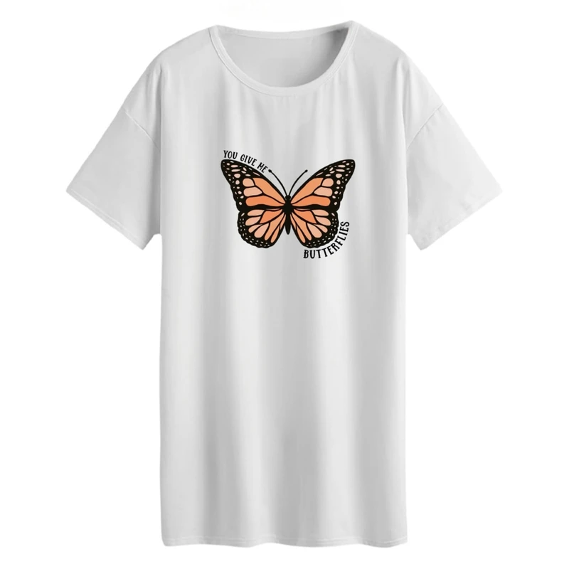 تی شرت لانگ زنانه مدل پروانه کد 01