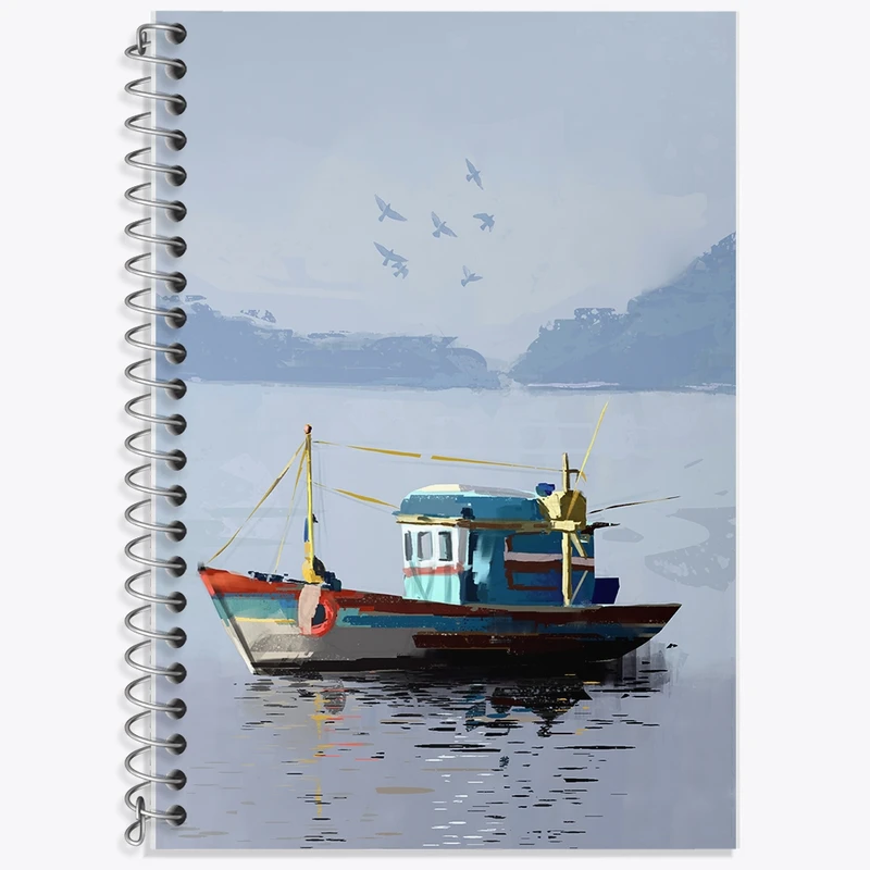 دفتر زبان 50 برگ خندالو مدل سه خط طرح قایق کد F566