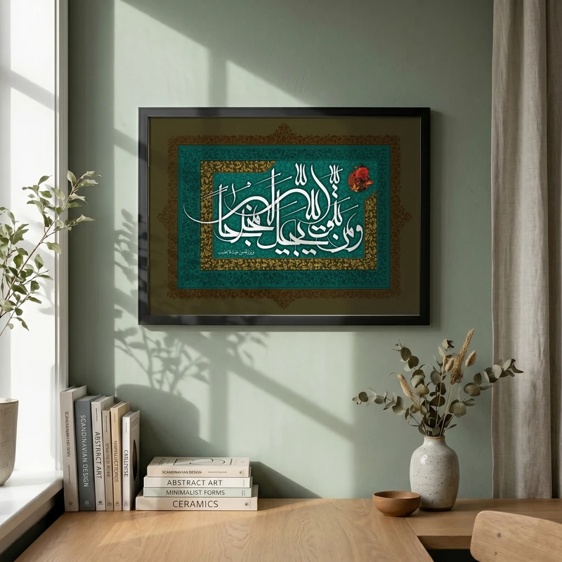 تابلو طرح قرآنی و من یتق الله یجعل له مخرجا مدل G14679 فریم مشکی