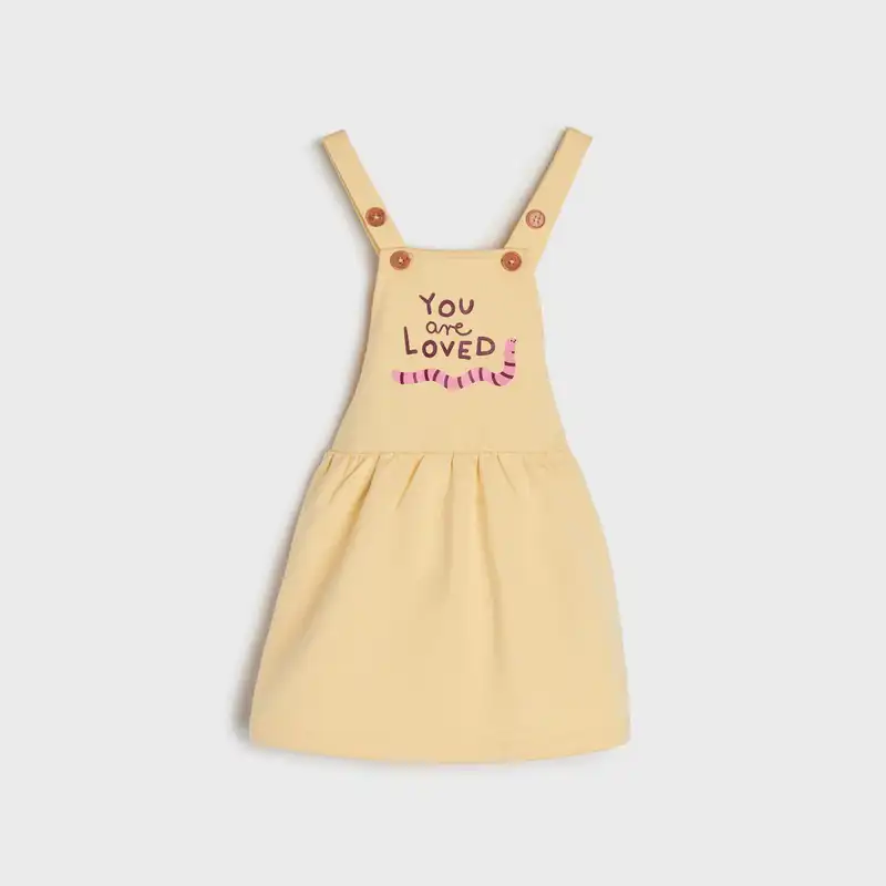 ست تی شرت آستین بلند و سارافون نوزادی سین سی مدل دوبندی love