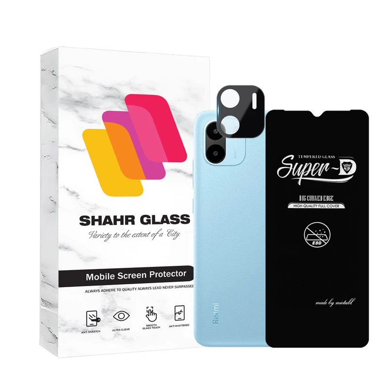 محافظ صفحه نمایش شهر گلس مدل SUPLNFUSH مناسب برای گوشی موبایل شیائومی Redmi A1 / A1 Plus / A2 / A2 Plus به همراه محافظ لنز گوشی
