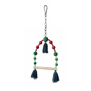 اسباب بازی پرندگان مدل تاب طوطی سانان مهره‌ای رنگی نشیمن دار کد 02﻿