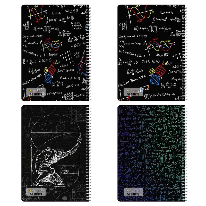 دفتر نقاشي 50 برگ کارنيکا طرح ریاضیات Mathematics کد 67093 مجموعه 4 عددی