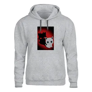 هودی مردانه مدل گربه شیطانی  کد SH30 رنگ طوسی