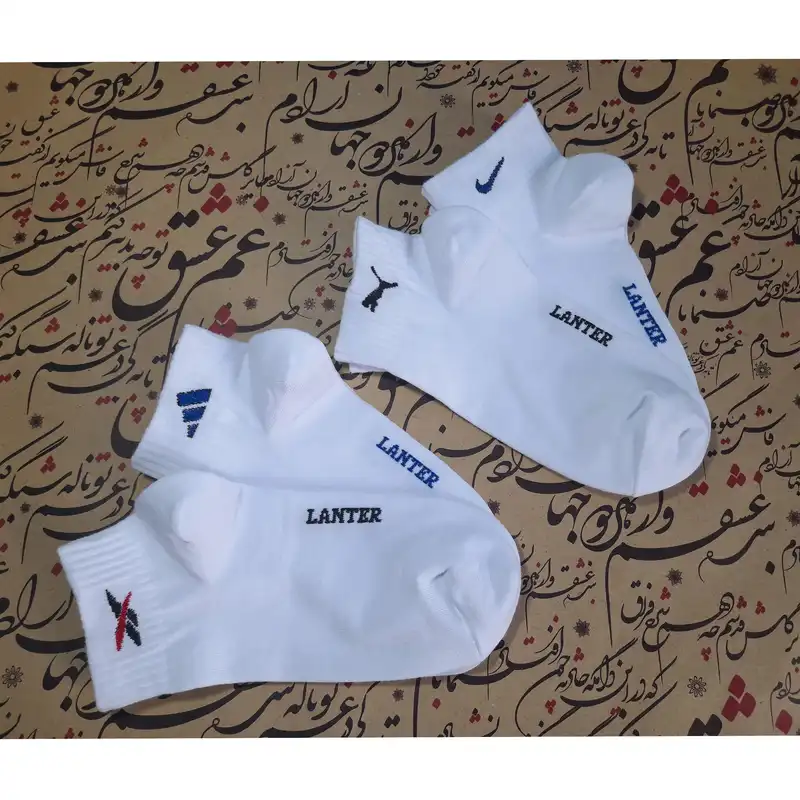 جوراب مردانه لنتر مدل مچی کد 7008 رنگ سفید مجموعه 4 عددی