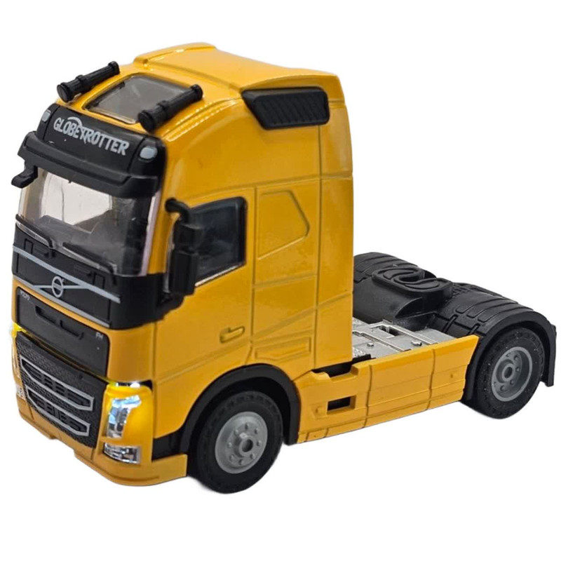 ماشین بازی ناب سل مدل تریلی کشنده ولوو تک محور فلزی موزیکال چراغدار اف هاچ عقب کش کد VOLVO FH NAAB001