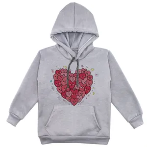 هودی دخترانه مدل قلب F109 رنگ طوسی