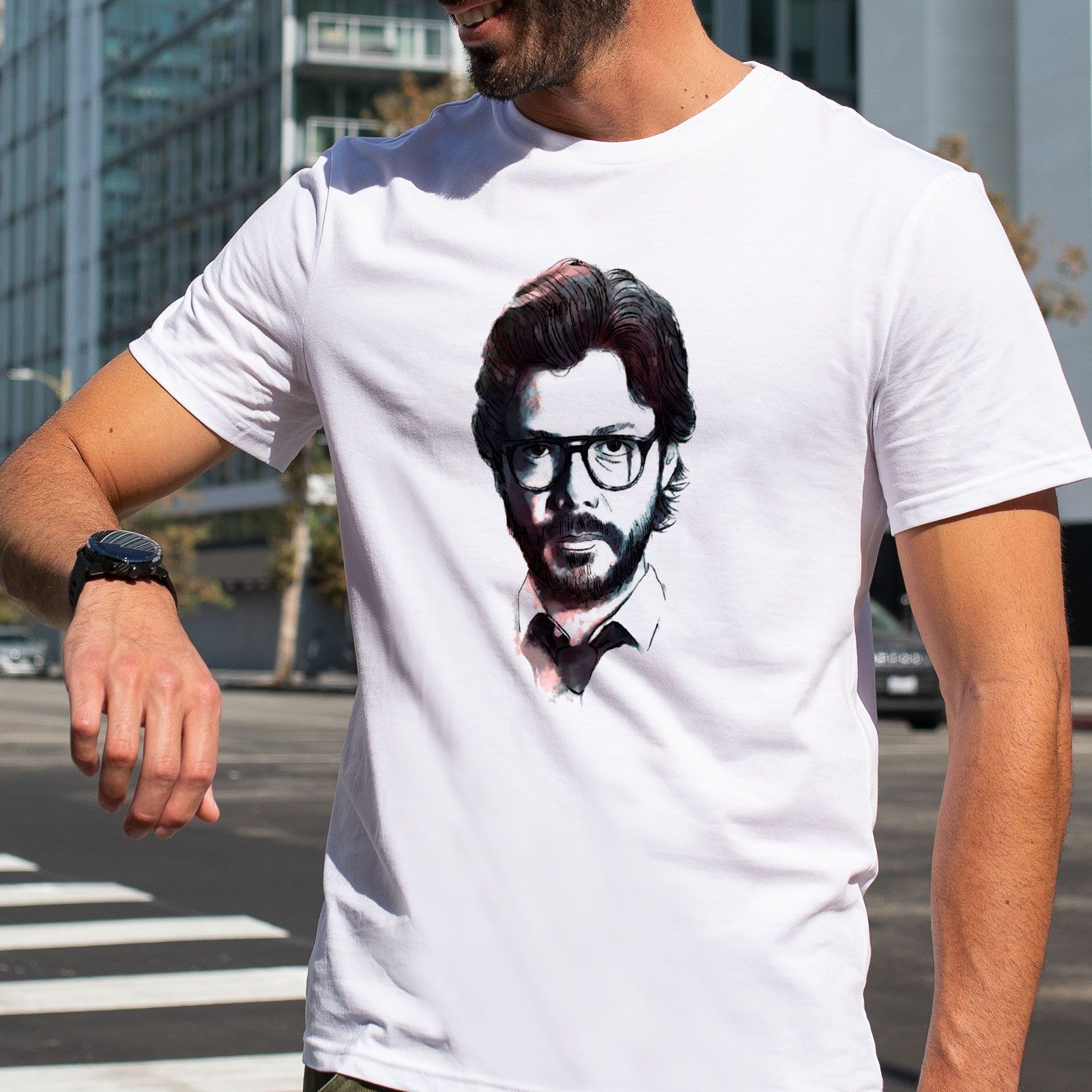 تی شرت آستین کوتاه مردانه هومرو مدل TW347 طرح Money Heist -  - 6