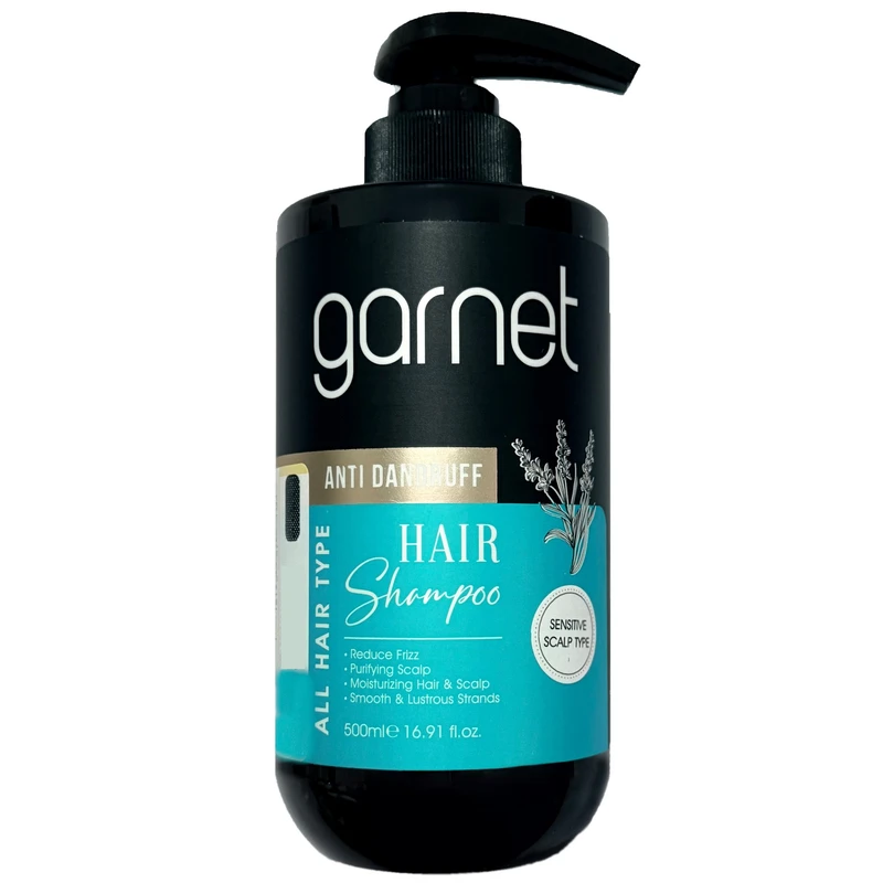 شامپو تقویت کننده و ضد شوره مو گارنت مدل فیروزه  مناسب برای انواع مو حجم 500 میلی لیتر