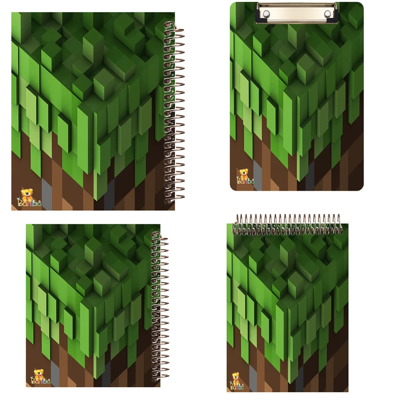 دفتر 100 برگ بانیبو مدل ماینکرافت کد 2782 به همراه تخته شاسی بسته 4 عددی