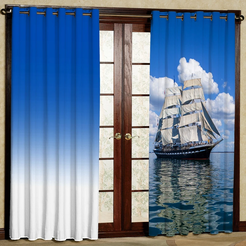 پرده مدل کشتی و سایه روشن هازان پانچی کد 1875a سایز 140x200 سانتی متر