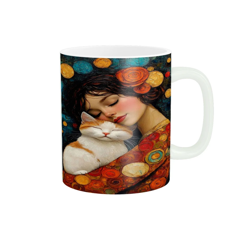 ماگ پادآفرین مدل دختر و گربه کد 5697