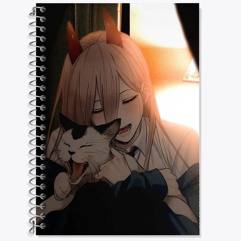 دفتر زبان 50 برگ خندالو مدل سه خط طرح پاور انیمه مرد اره ای Chainsaw Man کد 17906